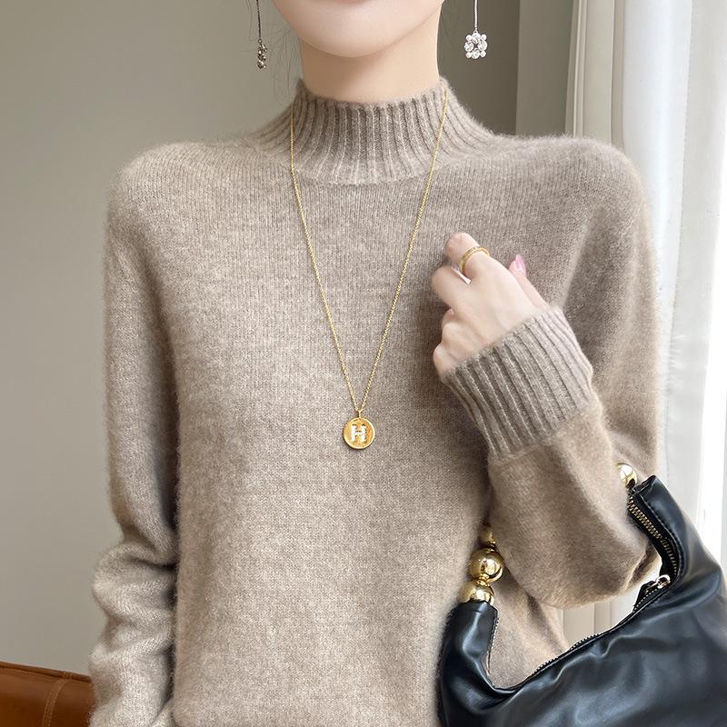Women's High Neck Loose Knit Pullover Sweater - Autumn/Winter Style