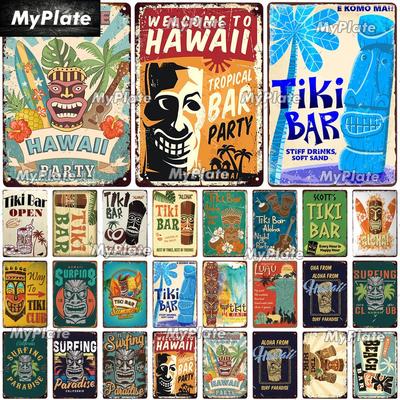 TiKi Bar Metal Sign Tin Sign Vintage Decoration Retro Poster Plaque Pub Bar Decoration Art Stickers Wall Decor Custom