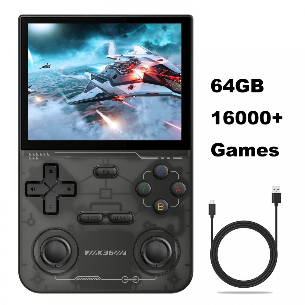 K36 Retro kapesní herní konzole 16000+ her Emuátor pro PS1/PSP/DC/N64/SS 3,5palcový IPS displej Přenosný kapesní video přehrávač 64GB