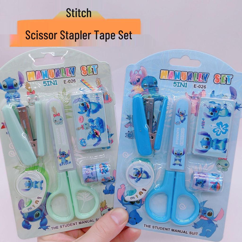 Adorable Student Stationery Set: High-Quality Scissors, Stapler, Tape & Stickers - Perfect Gift for Children's Learning
