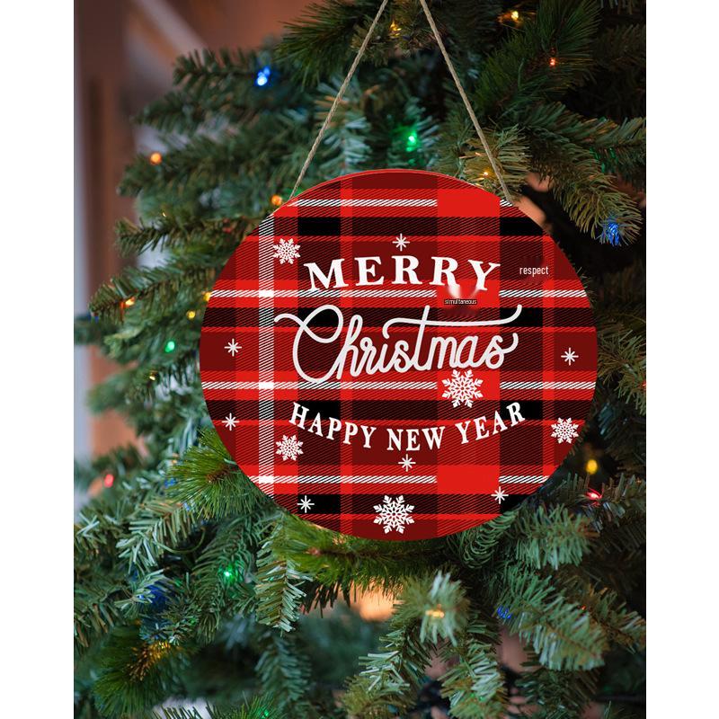 Christmas Wooden Hanging Welcome Sign - Dual-Use Decoration for Shop or Home