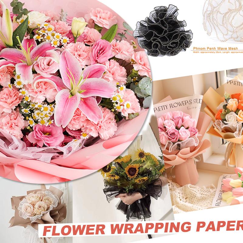 3 Styles Wrapping Paper Flower Arrangement Net Bouquet Packaging Bag