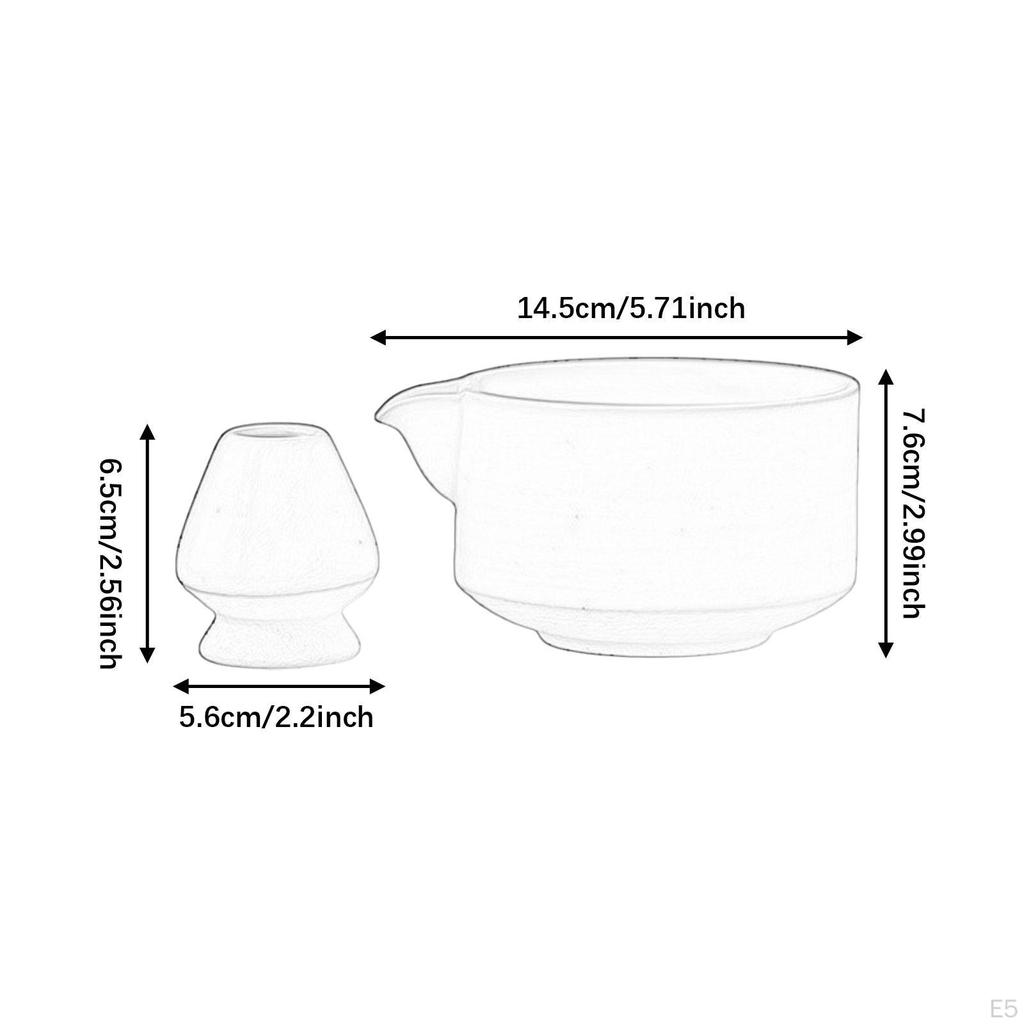 Ceramic Matcha Bowl with Whisk Holder for Tea Preparation