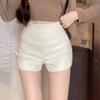 Damshorts med hög midja i konstläder Enfärgade Casual Cargo Hotpants Streetwear