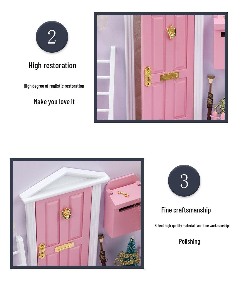 1:12 Mini Dollhouse Furniture Set - Wooden Door, Ladder, Fence, Mailbox Accessories for OB11 Dolls