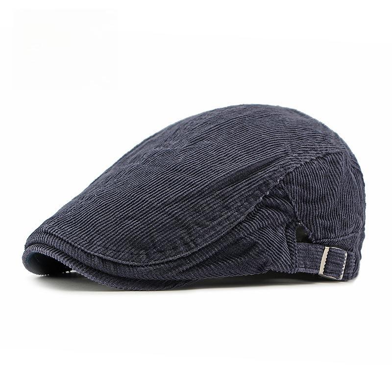 Unisex Reversible Corduroy Flat Cap Autumn Winter Warm Ivy Cap Dual Wear Retro British Beret Cabbie Hat Duckbill Cap