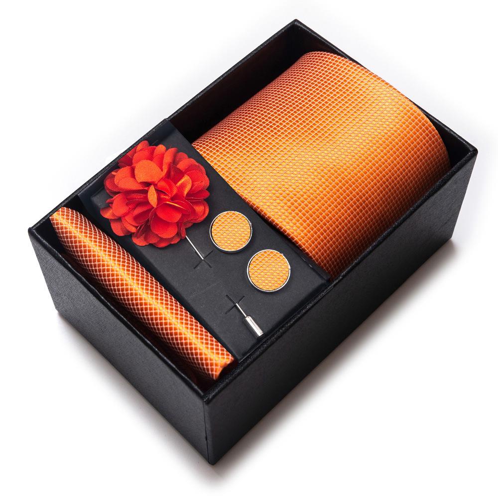 Tie Men'S Suit Accessories Cufflinks Square Scarf Corsage Tie Premium Suit Gift Box Packaging