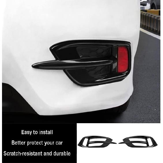 Car Accessories Fit for Honda Civic 10th Gen 2016-2021 Rear Bumper Reflector Fog Bezel Cover Trim (Black) ABS 2PCS