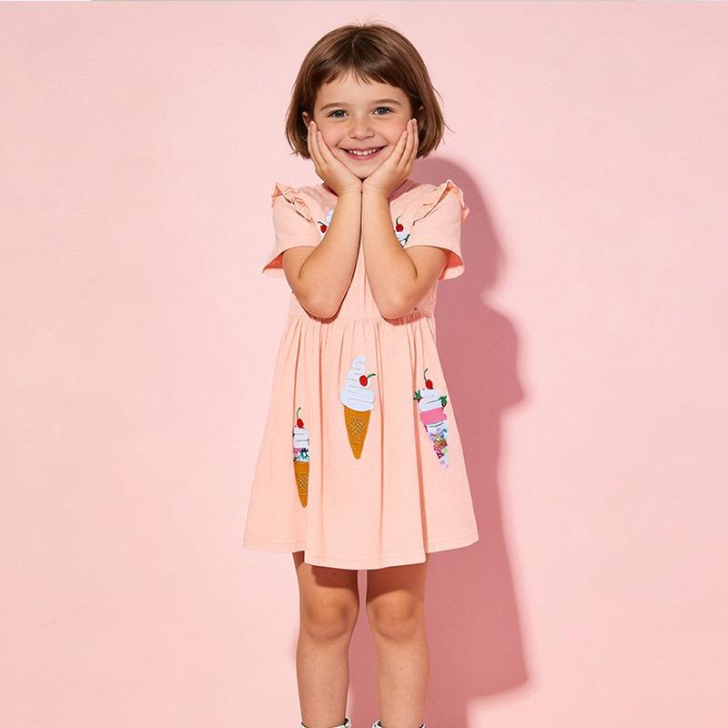 Summer New Arrival Girls' Dress Adorable Embroidered Children's Princess Dress Flared Sleeves for Younger and Older Children