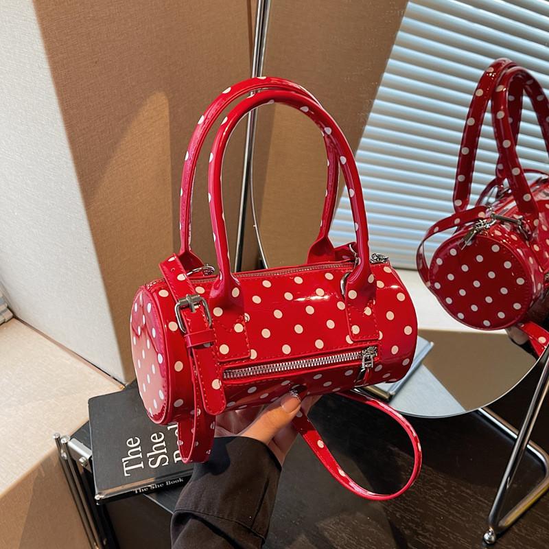 Pu Material Small Tote Bag For Women With Polka Dot Design For Daily Use