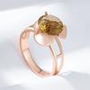 Modischer hellbrauner Stein Blumenring für Damen Einfach Roségoldfarben Natürlicher Zirkon Hohe Qualität Alltagsschmuck