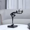 Modern Abstract Cast Iron Gymnast Figurine Ornament Living Room TV Cabinet Decorative Abstract Black Metal Human Sculpture Decor