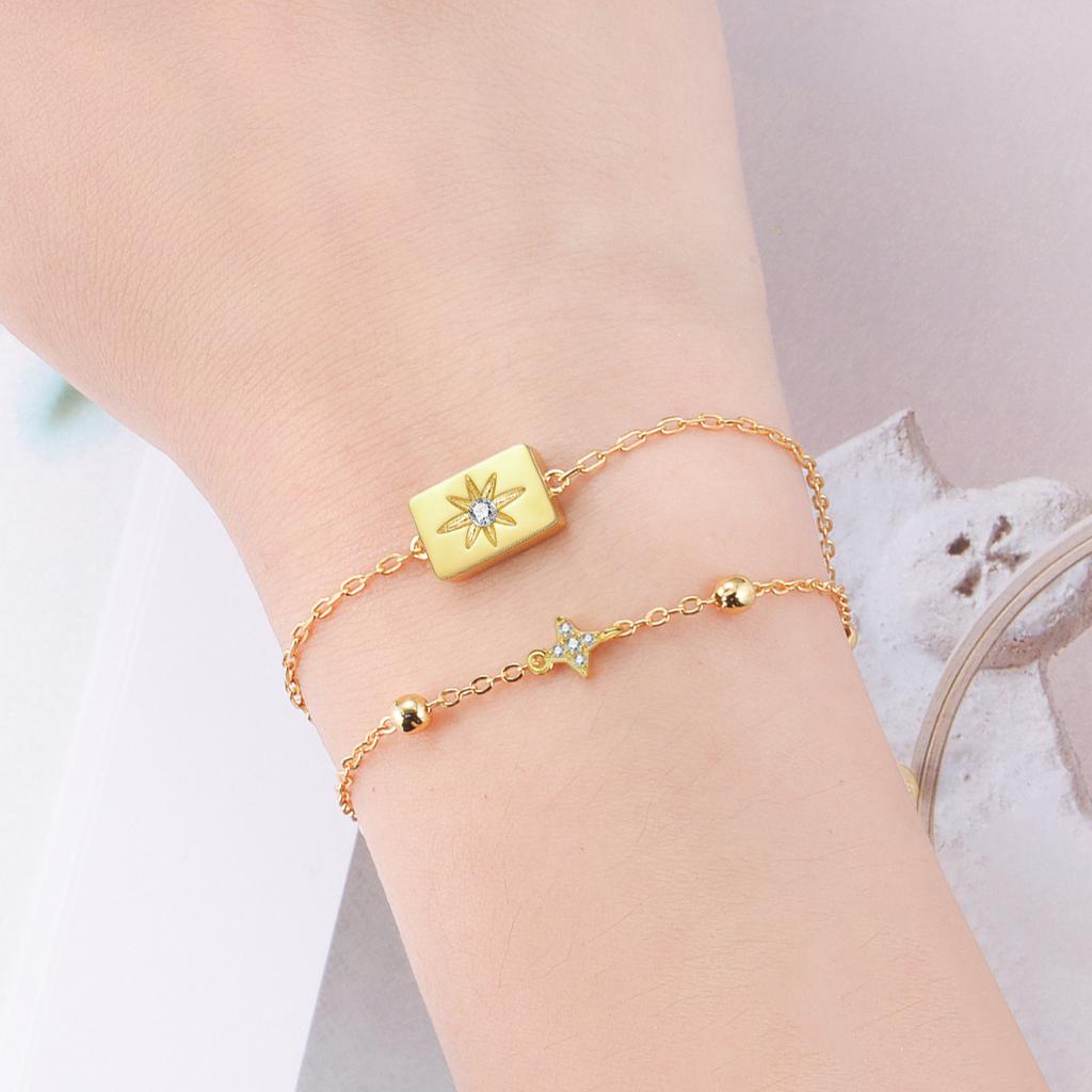 925 Silver Golden Firefly Bracelet Heart Eight-pointed Star Moon Bracelet Anniversary Gift Making Accessory