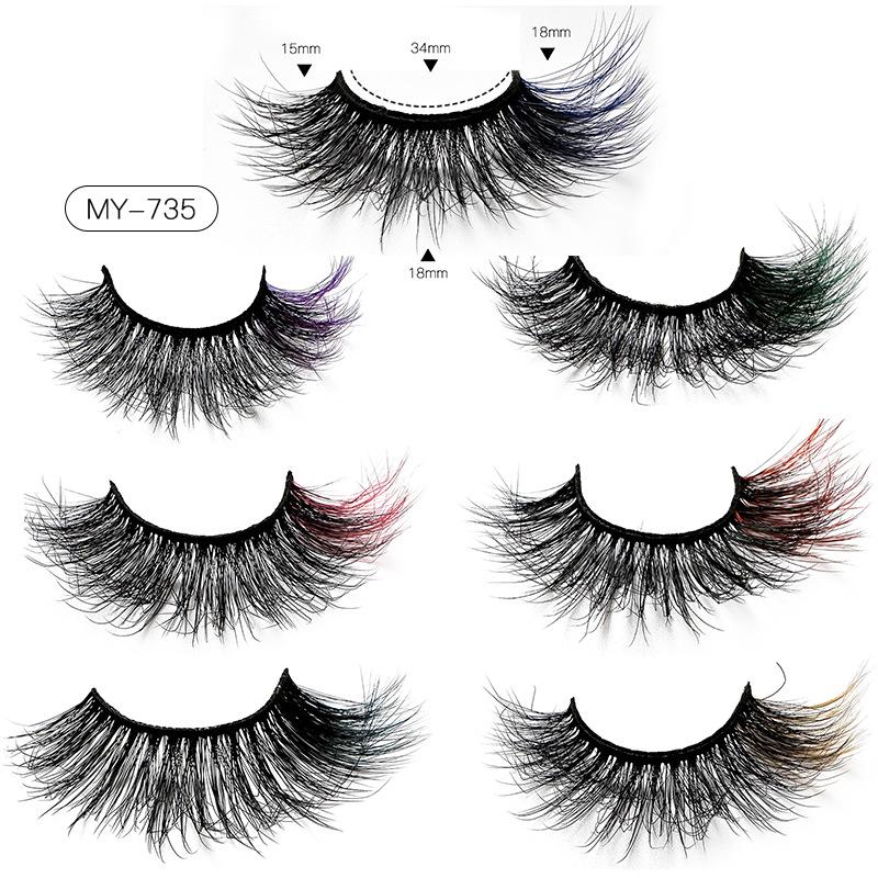 High Imitation Mink Hair Colored Eyelashes Thick Curled End False Eyelashes Eyelashes