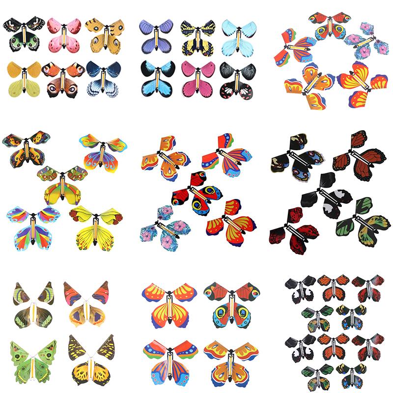 5/6/10pc Flying in the Book Fairy Rubber Band Powered Wind Up Great Surprise Birthday Wedding Card Gift Butterfly Card Magic Toy