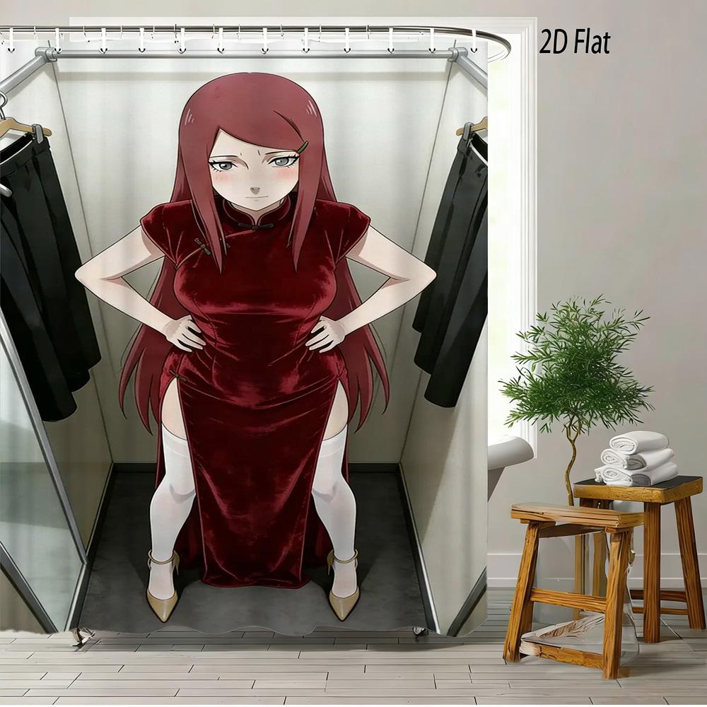 Naruto Anime Hinata Hyuga Byakugan Manga Collage Shower Curtain Waterproof Polyester Fabric Bath Curtain with Hooks for Bathroom