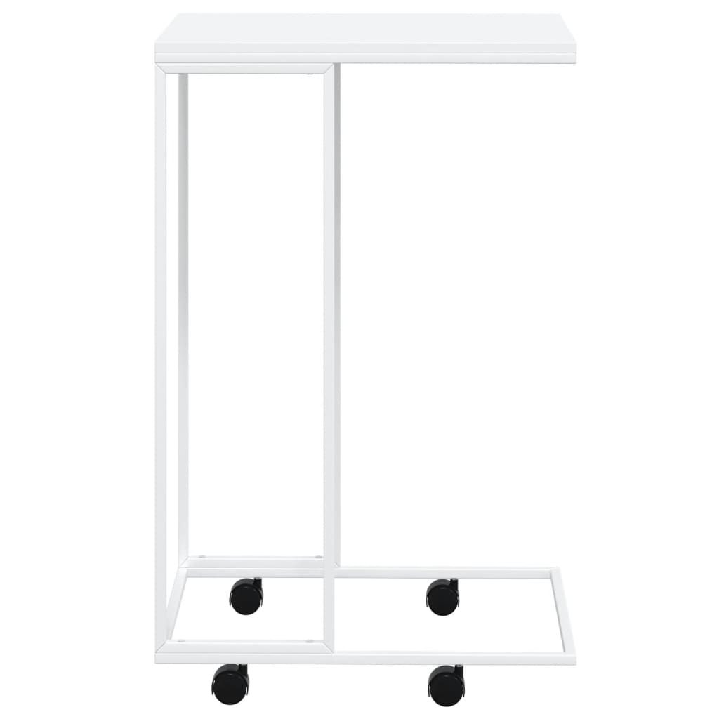  Side Table On Wheels, White, 40x30x63.5 Cm
