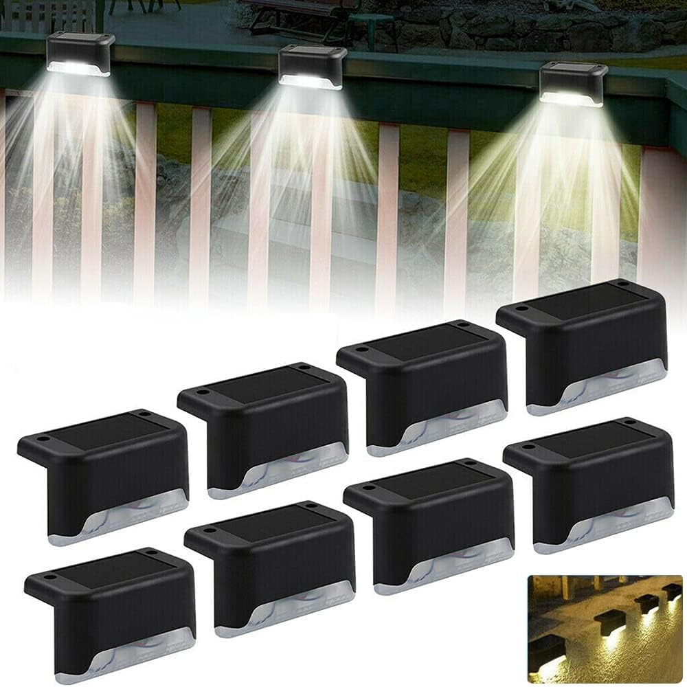 EROCK 8 Pack Solar Deck Lights, LED Solar Step Lights Waterproof Solar Lamp Outdoor Lighting for Stair, Deck, Patio, Yard, Pathway, Fences, Driveway