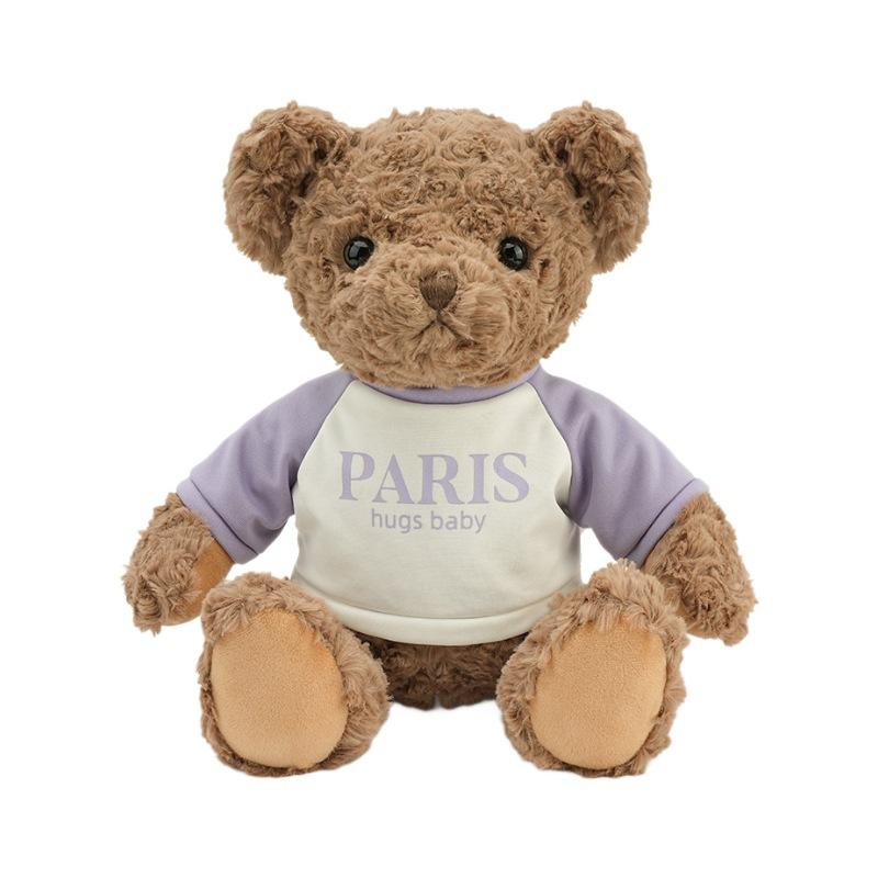 Fashionable Letter Sweatshirt Teddy Bear Cute Plush Toy Doll Gift For Children