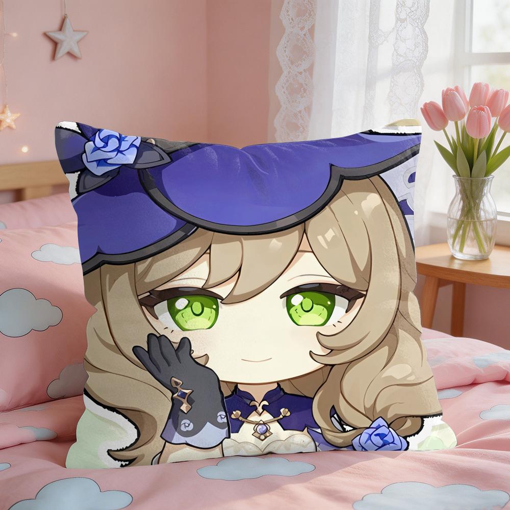 Lisa Cute Cute Genshin Impact Cushion Cover Square Short Plush Pillow Case Living Room Sofa Home Decor Funda X