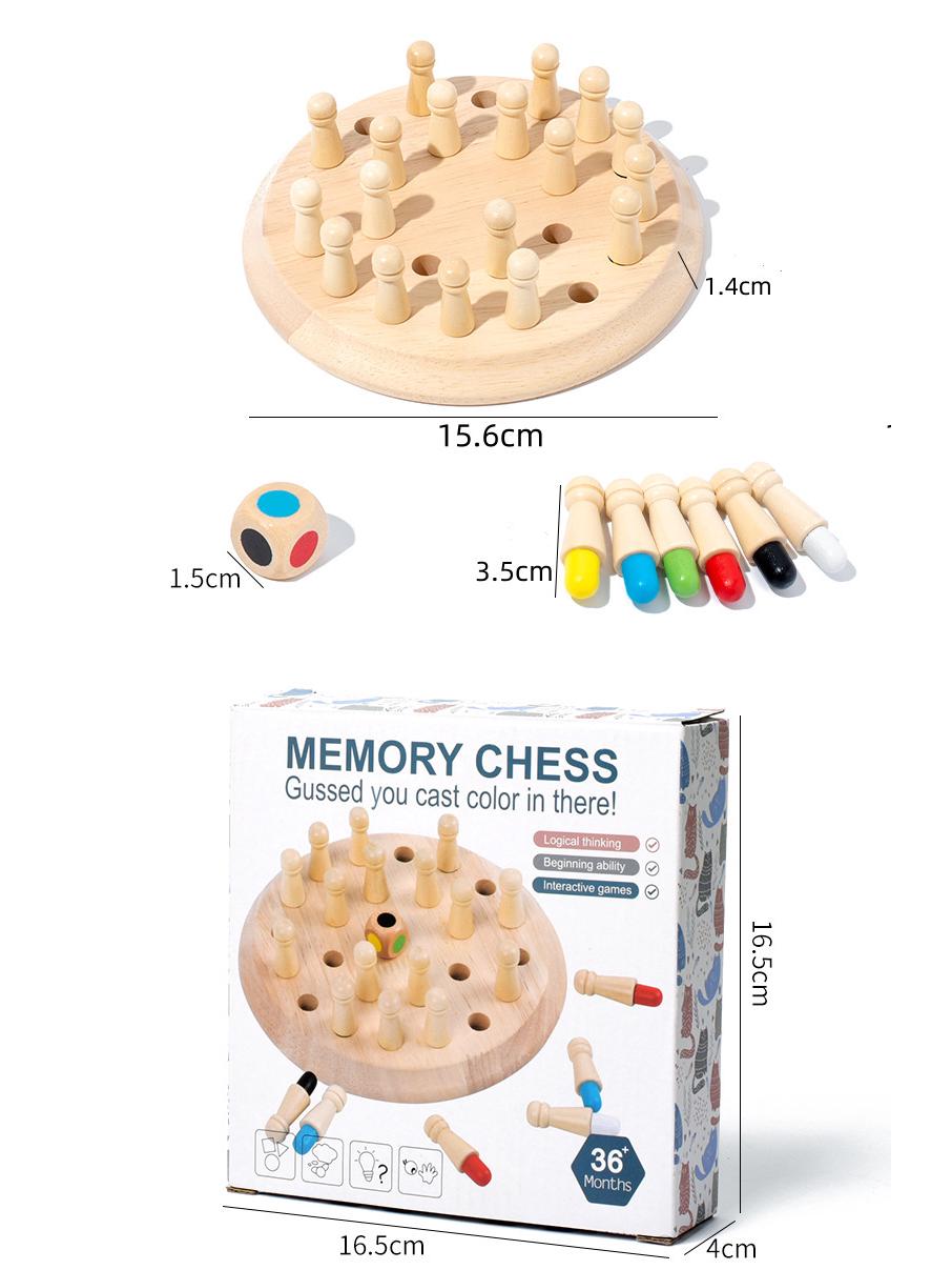 

Kids Wooden Color Memory Chess Game: Educational Multi-Functional Table Toy 16.5*16.5*4cm