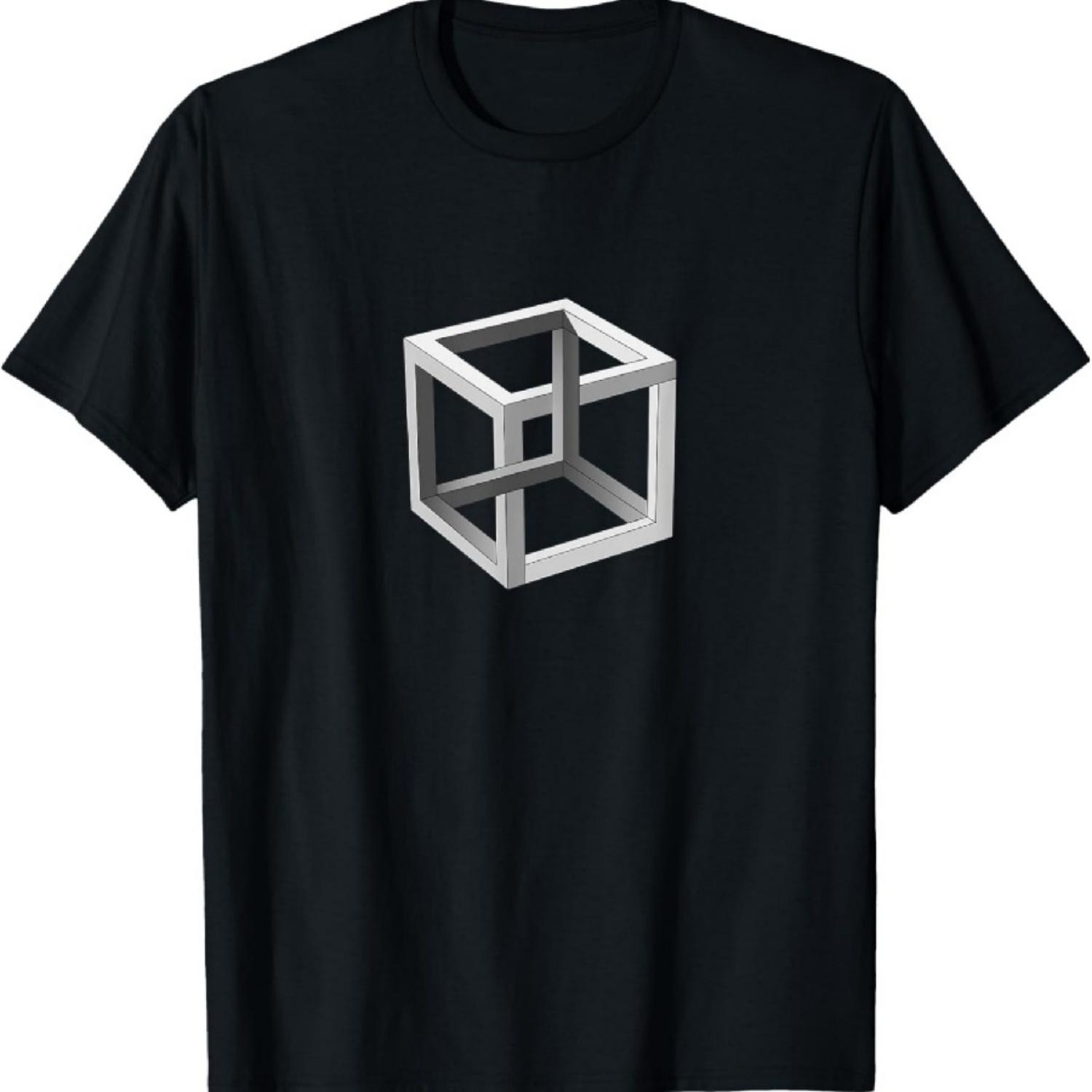 

Geometric Cube Impossible Brain Bender Eye Trick Gift Tee T-Shirt XXXXXL чорний