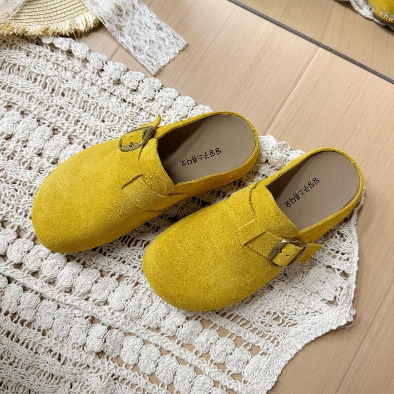 Bamuxiu early spring thick bottom new ugly cute big head half slippers women's anti-velvet bag head drag casual slippers