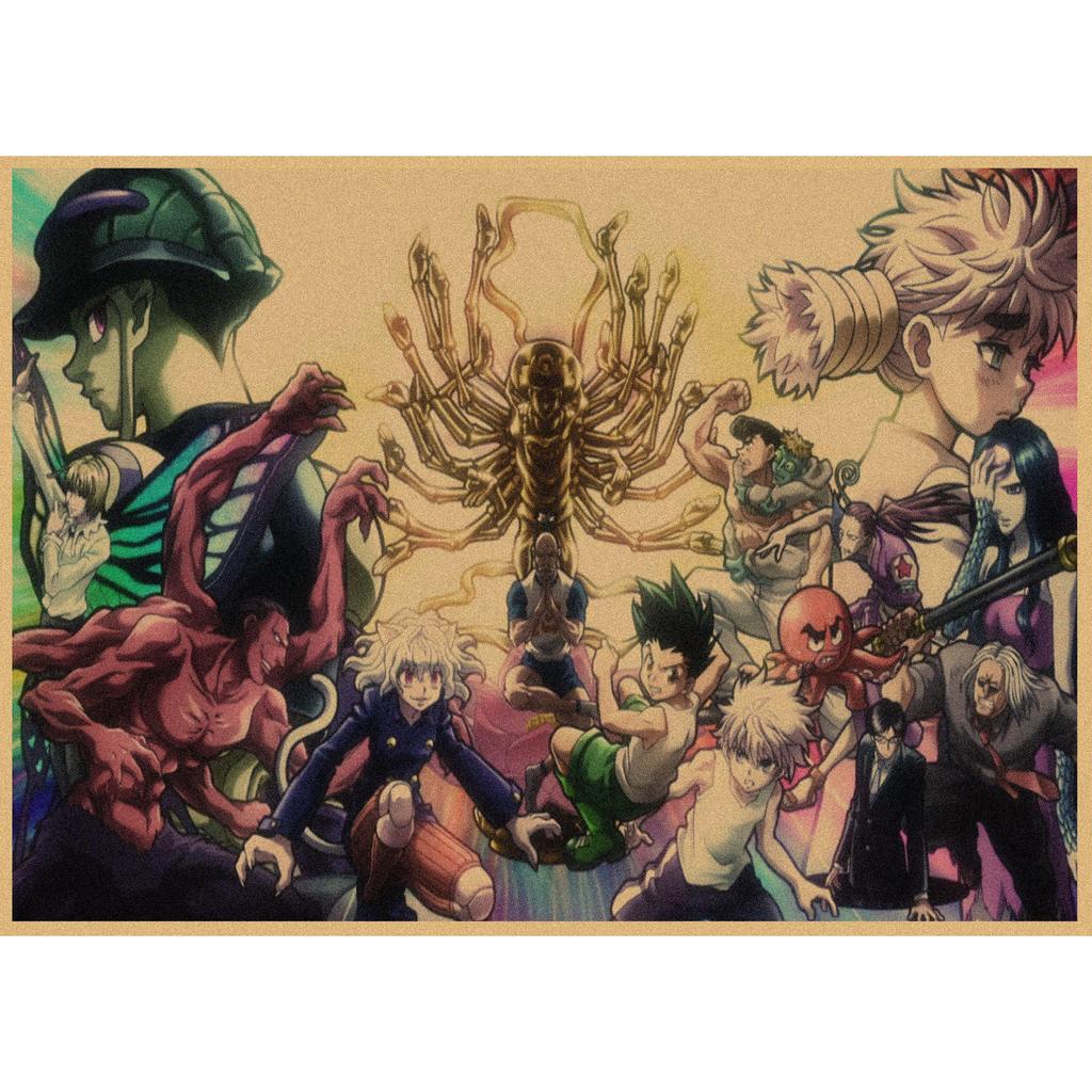 Retro Kraft Paper Wall Poster: Hunter X Hunter Japanese Anime Art for Bar & Cafe Decor