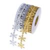 Christmas Glitter Snowflake Shape Lace Ribbons Golden Silver for Wedding Decor