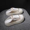 Half Dragged White Shoes for Women Breathable and Casual Canvas Shoes
