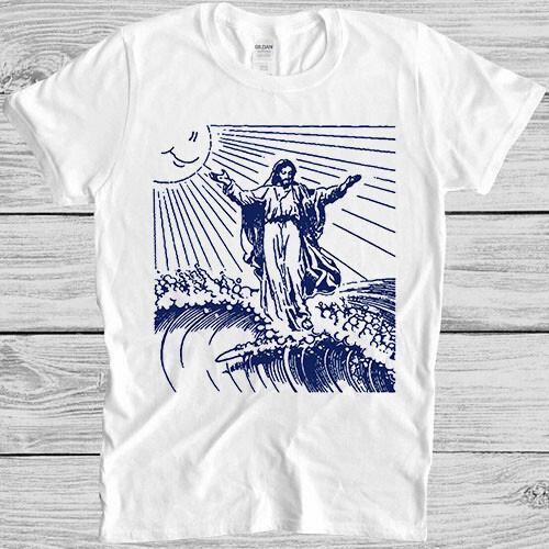 L'onda di Kanagawa Gesù Surfer Meme Divertente Regalo Maglietta T Shirt M1176
