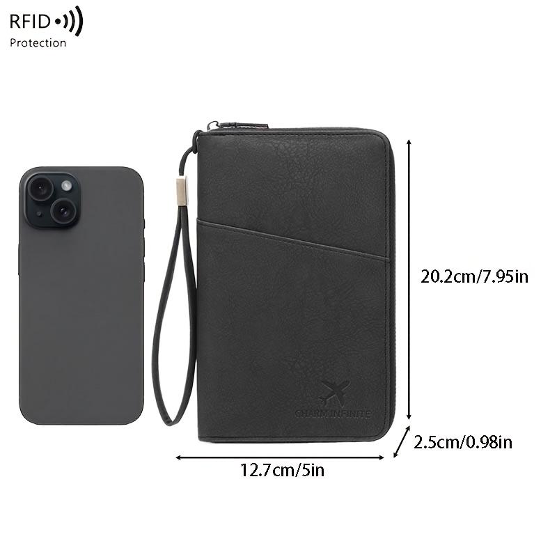 Rfid Shielded Multi Function Passport Holder Vertical Card Wallet Travel Organizer For Cash Cards Id Document Daily Outdoor Use