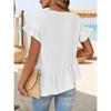 Elegant Solid Color Women's Woven T-Shirts Round Neck Flutter Sleeves & Ruffled Hem T-Shirt Stylish Summer Top