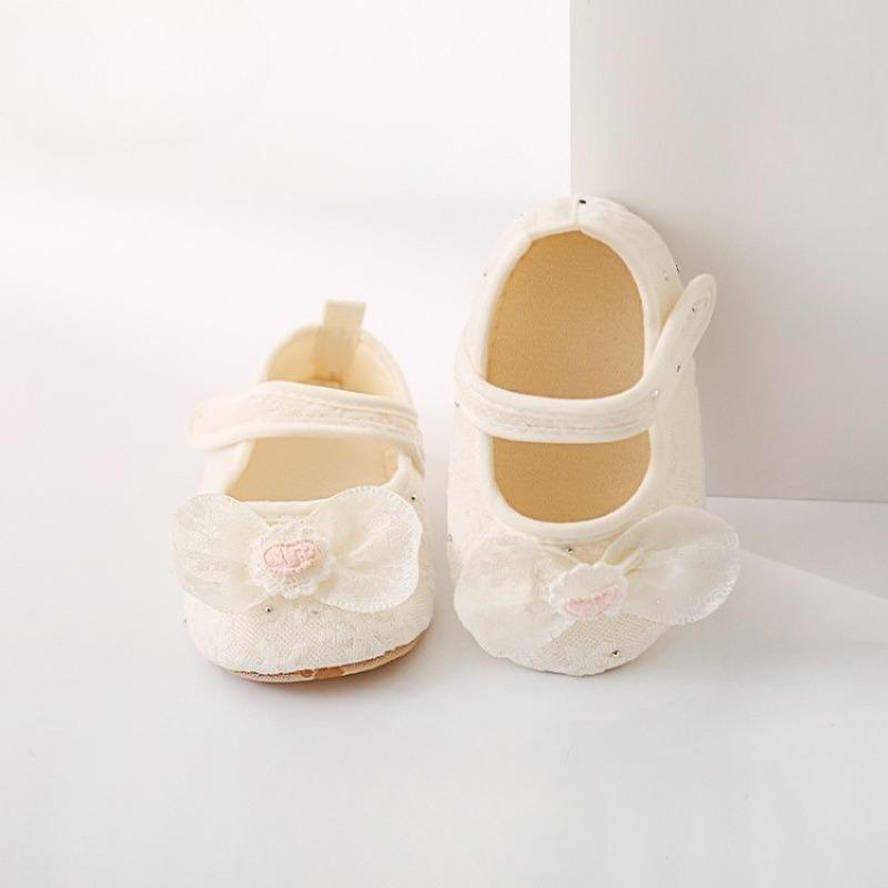 Scarpe da Bambina in Cotone con Fiocco in Pizzo 0-1 Anno Scarpe da Camminata Antiscivolo Suola Morbida per Bambini Piccoli Uso Interno Estate Alta Qualità Primi Passi