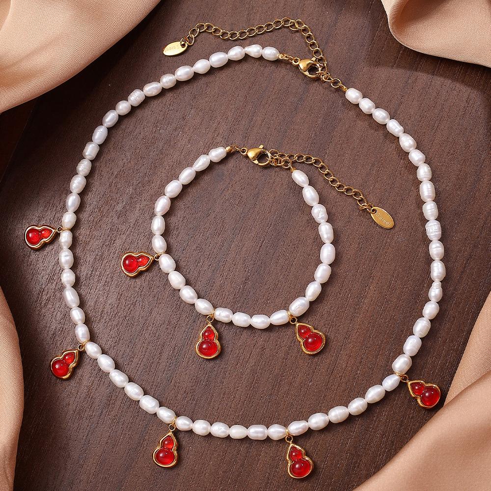 French Niche Fashion Freshwater Pearl Necklace Light Luxury High Sense Versatile Non-Fading Stainless Steel Women'S Jewelry