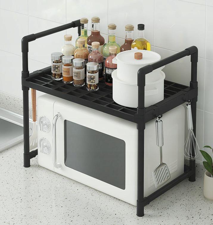 Kitchen Shelf For Microwave Organizer Cabinet Black 2 Levels 48Cm Shelf