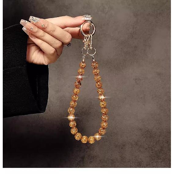 Amber Cracked Beaded Phone Chain High-end Handmade Beaded Short Strap Bag Pendant Wholesale