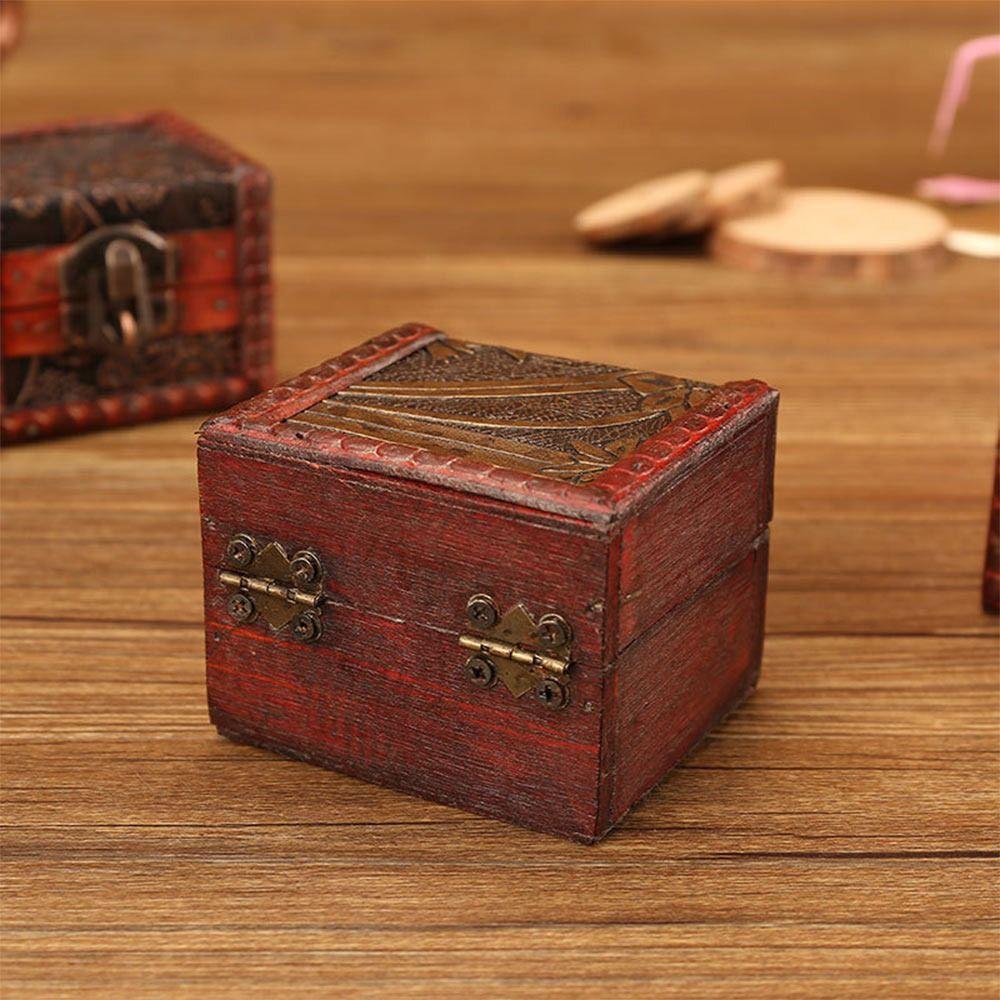 Chinese Style Wood Storage Box Brown Ring Packing Vintage Mini Box Accessories Organizer Retro Jewelry Box Home Decoration