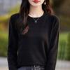 Women's Fashion Casual Fall Winter Solid Color Print Long Sleeve O-Neck Sweaters