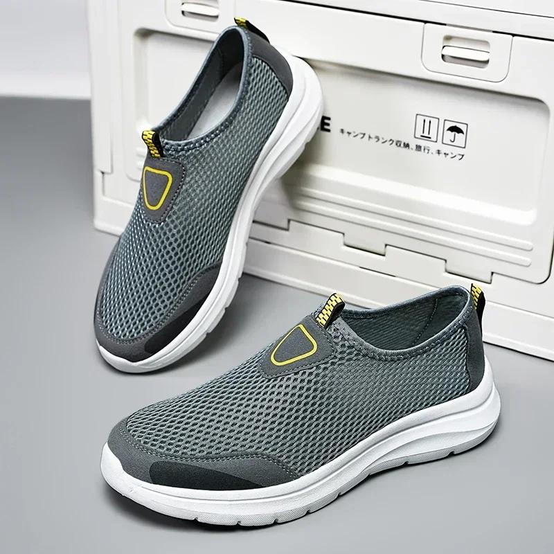 MAEDEF Men's Casual Shoes Summer Hollow Mesh Man Lightweight Walking Shoes Slip On Breathable Big Size 39-48 Driving Loafers Men