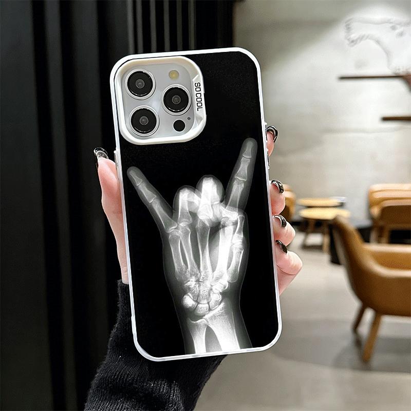 Funny X-Ray Hand Bones Shockproof Phone Case for iPhone 17 Air 16 16E 15 Pro Max 14 Plus 13 Mini 12 Back Cover Anti Fall Fundas