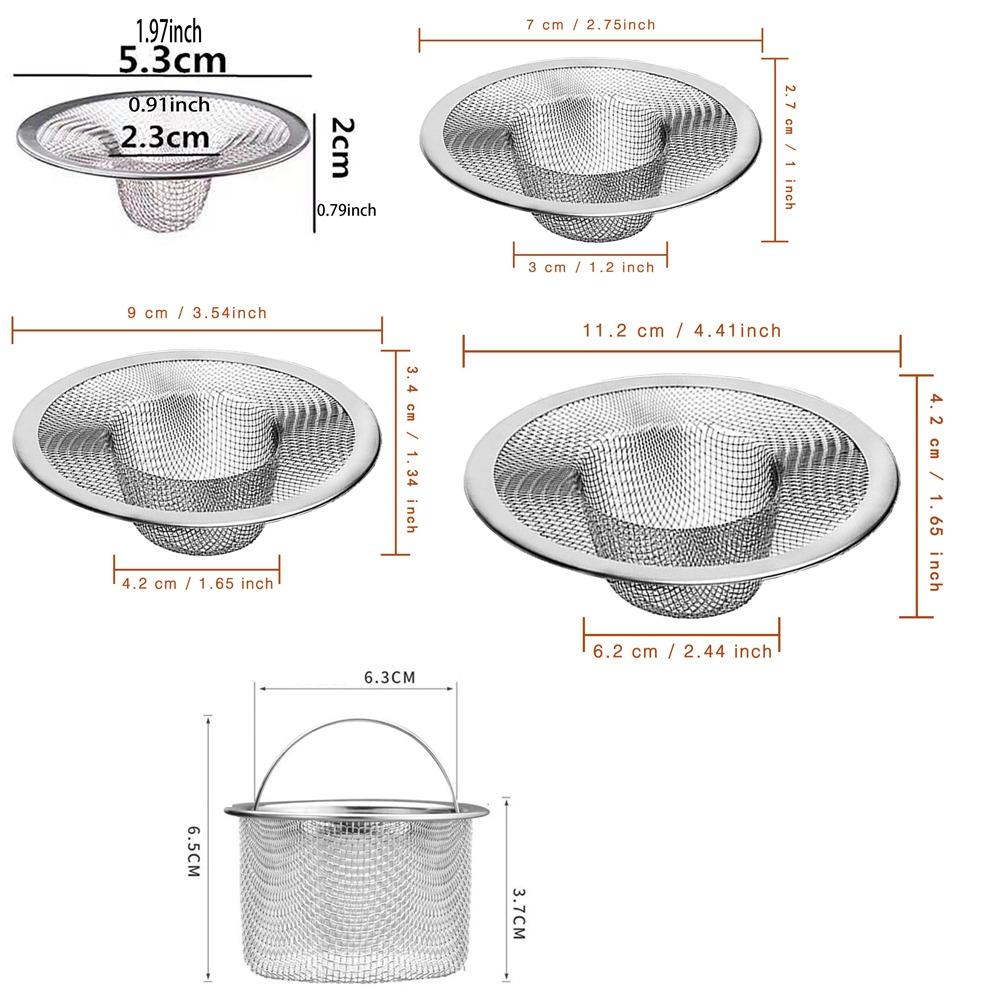 Silver Sink Drain Strainer 1.97"-4.41" Swill Basket Filter Kitchen Drain Basket  Bathroom Sink