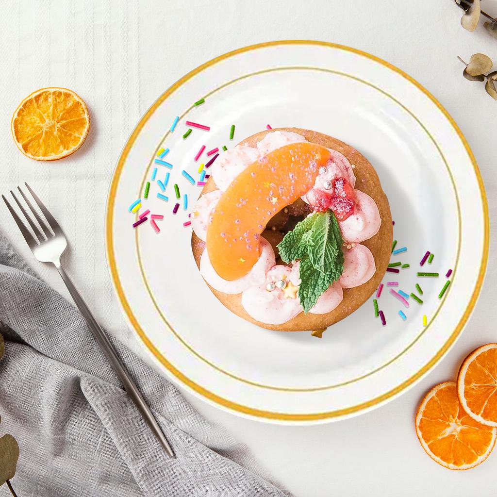 Disposable Tableware Beautiful Plastic Plate Disposable Dinner Plate And Dinner Plate Set Gold Trim Pattern