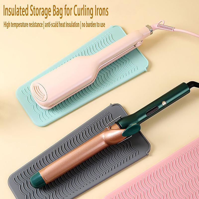 1Pc Silicone Hair Curling Wand Cover Non-Slip Flat Curling Iron Insulation Mat Hair Straightener Storage Bag Hairdressing Tool