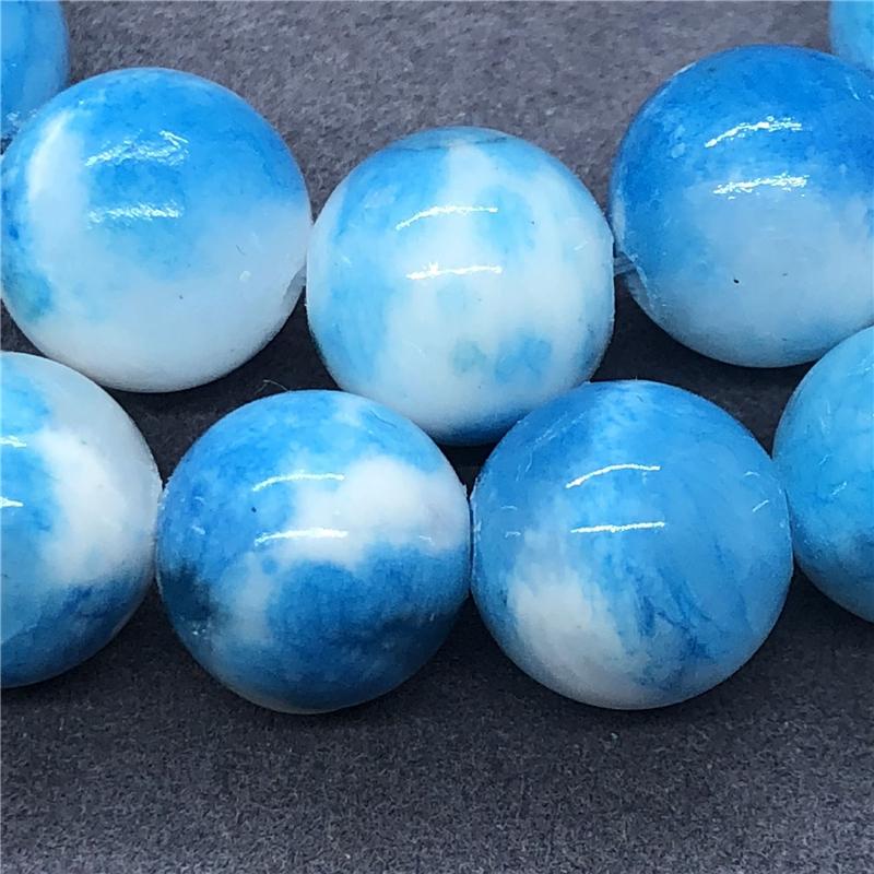 Persian Chalcedony Blue White Loose Beads Round Beads DIY Bracelet Necklace Jewelry