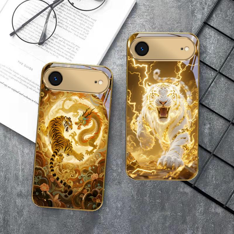 Golden Eagle Head For IPhone 17Pro Max 16 17 Pro 15 P ro 14 13 Plus 12 Mini 11Pro Max XR 16E 17 Air Golden glass phone case