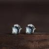 Vintage Silver Color Animal Snake Stud Earrings for Men Women Punk Earrings with Light Blue Stone Personality Jewelry Gifts