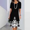 Rochie Midi Elegantă de Damă cu Mânecă Scurtă, Modă, Imprimeu 3D, Mărimi Mari, Îmbrăcăminte de Plajă
