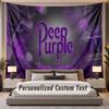 Custom Name Text Tapestry Deep Purple Personalized Polyester Wall Tapestry For Bedroom And Room