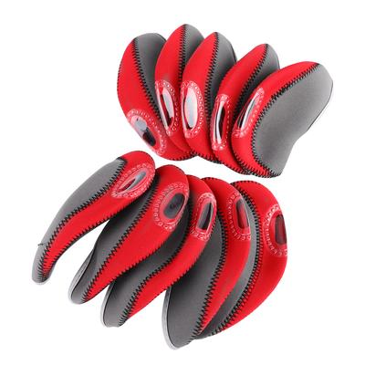 10 Pcs Golf Iron Club Head Covers Clubs Protection Headcover Set (Grey   Red)